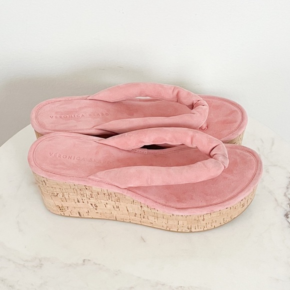 NEW Veronica Beard Geno Cork Platform Wedge Sandals Dragonfruit Pink Size 9 - Picture 9 of 10
